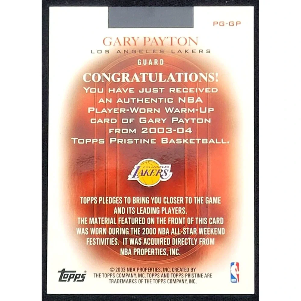 2003-04 TOPPS PRISTINE GARY PAYTON PRISTINE GENERALS GAME USED JERSEY‎